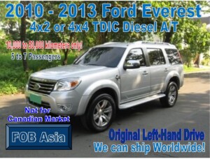 2010-2013 Ford Everest 4×2 or 4×4 TDIC Diesel A/T 10km-50km
