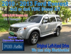 2010-2013 Ford Everest 4×2 or 4×4 TDIC Diesel A/T 10km-50km