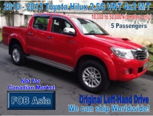 2010 – 2013 Toyota Hilux 2.5G VNT 4×2 Diesel M/T 10km-50km