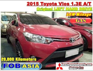 2015 Toyota Vios Gas 1.3E A/T LHD 20,000 km